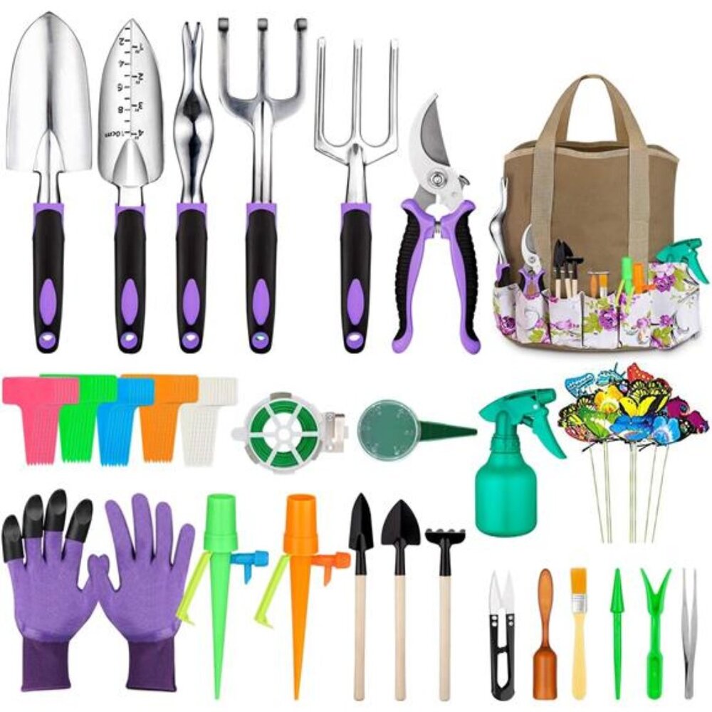 Garden Tools Set 83 Piece, Succulent Tools Set Included, Heavy Duty Aluminum